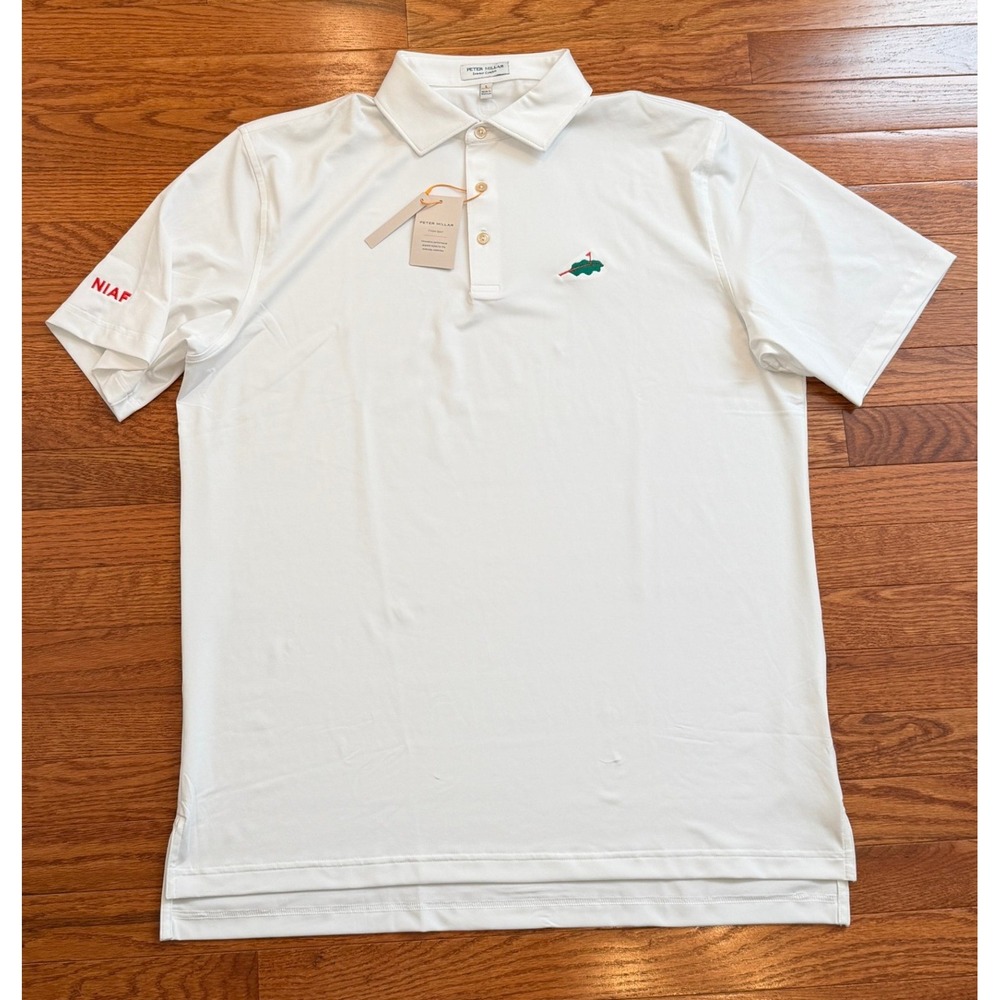 New Peter Millar Summer Comfort Golf Polo Shirt Mens Large White Glen Oaks NIAF